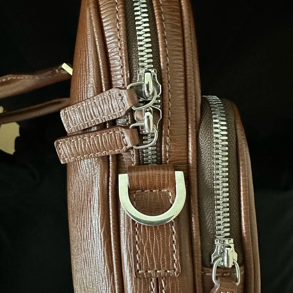 Salvatore Ferragamo Tan Leather Briefcase